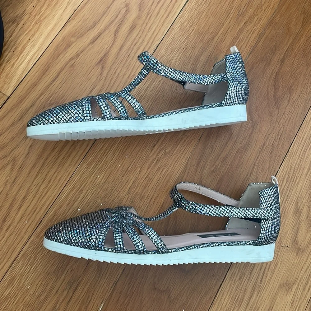 SJP Meteor Silver Scintillate Sandals 36 - Picture 8 of 13